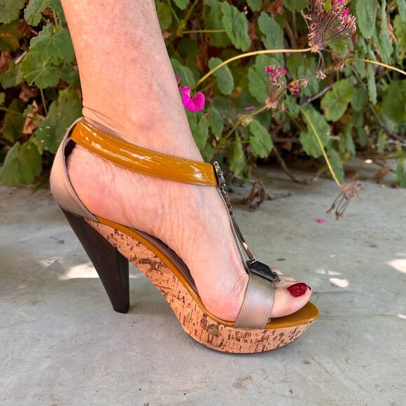 Vintage Italian Wedges - Gianfranco Ferre - 1990's Shoes - Size 8 - Picture 4 of 7